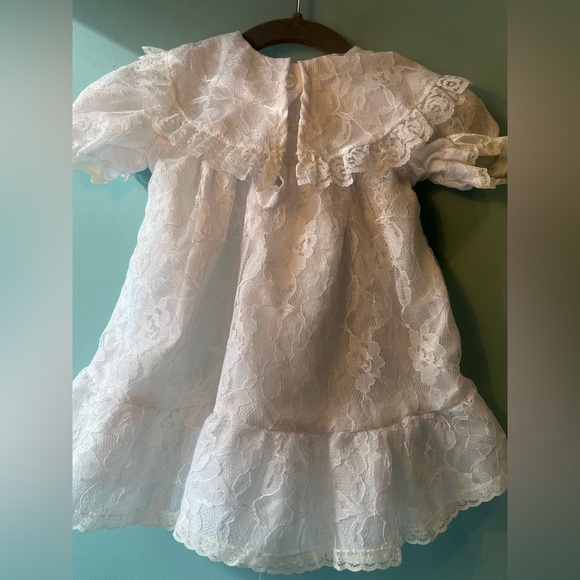 Vintage Jilly White Lace Dress with Pink Ribbon Size 18m - Picture 6 of 6